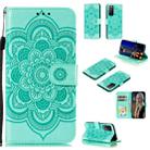 For Huawei Honor X10 Mandala Embossing Pattern Horizontal Flip Leather Case with Holder & Card Slots & Wallet & Photo Frame & Lanyard(Green) - 1