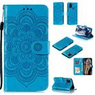 For Samsung Galaxy A21s Mandala Embossing Pattern Horizontal Flip Leather Case with Holder & Card Slots & Wallet & Photo Frame & Lanyard(Blue) - 1