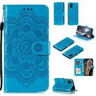 For Samsung Galaxy A31 Mandala Embossing Pattern Horizontal Flip Leather Case with Holder & Card Slots & Wallet & Photo Frame & Lanyard(Blue) - 1