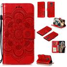 For LG K31 Mandala Embossing Pattern Horizontal Flip Leather Case with Holder & Card Slots & Wallet & Photo Frame & Lanyard(Red) - 1