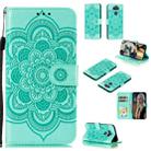 For LG K31 Mandala Embossing Pattern Horizontal Flip Leather Case with Holder & Card Slots & Wallet & Photo Frame & Lanyard(Green) - 1