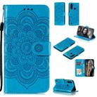 For Motorola Moto G8 Power Lite Mandala Embossing Pattern Horizontal Flip Leather Case with Holder & Card Slots & Wallet & Photo Frame & Lanyard(Blue) - 1