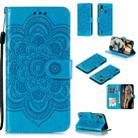 For Motorola Moto E6S 2020 Mandala Embossing Pattern Horizontal Flip Leather Case with Holder & Card Slots & Wallet & Photo Frame & Lanyard(Blue) - 1
