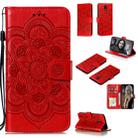 For Nokia 1.3 Mandala Embossing Pattern Horizontal Flip Leather Case with Holder & Card Slots & Wallet & Photo Frame & Lanyard(Red) - 1