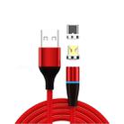 2 in 1 3A USB to Micro USB + USB-C / Type-C Fast Charging + 480Mbps Data Transmission Mobile Phone Magnetic Suction Fast Charging Data Cable, Cable Length: 2m(Red) - 1
