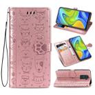 For Xiaomi Redmi 10X & Note 9 Lovely Cat and Dog Embossing Pattern Horizontal Flip Leather Case , with Holder & Card Slots & Wallet & Cartoon Clasp & Lanyard(Rose Gold) - 1