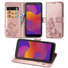 For Huawei Y5P 2020 & Honor 9S Lucky Clover Pressed Flowers Pattern Leather Case with Holder & Card Slots & Wallet & Hand Strap(Rose Gold) - 1