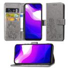 For Xiaomi Mi 10 Lite 5G Lucky Clover Pressed Flowers Pattern Leather Case with Holder & Card Slots & Wallet & Hand Strap(Gray) - 1