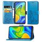 For Xiaomi Redmi 10X / Note 9 Lucky Clover Pressed Flowers Pattern Leather Case with Holder & Card Slots & Wallet & Hand Strap(Blue) - 1