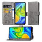 For Xiaomi Redmi 10X / Note 9 Lucky Clover Pressed Flowers Pattern Leather Case with Holder & Card Slots & Wallet & Hand Strap(Gray) - 1