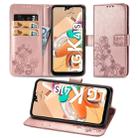 For LG K41S Lucky Clover Pressed Flowers Pattern Leather Case with Holder & Card Slots & Wallet & Hand Strap(Rose Gold) - 1