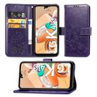 For LG K41S Lucky Clover Pressed Flowers Pattern Leather Case with Holder & Card Slots & Wallet & Hand Strap(Purple) - 1