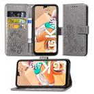 For LG K41S Lucky Clover Pressed Flowers Pattern Leather Case with Holder & Card Slots & Wallet & Hand Strap(Gray) - 1