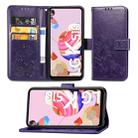 For LG K51S Lucky Clover Pressed Flowers Pattern Leather Case with Holder & Card Slots & Wallet & Hand Strap(Purple) - 1