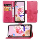 For LG K51S Lucky Clover Pressed Flowers Pattern Leather Case with Holder & Card Slots & Wallet & Hand Strap(Rose) - 1