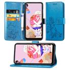 For LG K51S Lucky Clover Pressed Flowers Pattern Leather Case with Holder & Card Slots & Wallet & Hand Strap(Blue) - 1