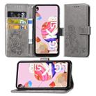 For LG K51S Lucky Clover Pressed Flowers Pattern Leather Case with Holder & Card Slots & Wallet & Hand Strap(Gray) - 1