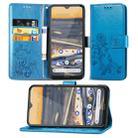 For Nokia 5.3 Lucky Clover Pressed Flowers Pattern Leather Case with Holder & Card Slots & Wallet & Hand Strap(Blue) - 1