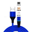 3 in 1 3A USB to 8 Pin + Micro USB + USB-C / Type-C Fast Charging + 480Mbps Data Transmission Mobile Phone Magnetic Suction Fast Charging Data Cable, Cable Length: 2m(Blue) - 1
