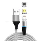 3 in 1 3A USB to 8 Pin + Micro USB + USB-C / Type-C Fast Charging + 480Mbps Data Transmission Mobile Phone Magnetic Suction Fast Charging Data Cable, Cable Length: 2m(Silver) - 1