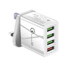 30W QC 3.0 USB + 3 USB 2.0 Ports Mobile Phone Tablet PC Universal Quick Charger Travel Charger, UK Plug(White) - 1