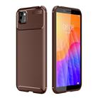 For Huawei Y5P Carbon Fiber Texture Shockproof TPU Case(Brown) - 1