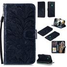 For Huawei P Smart 2020 Lace Flower Embossing Pattern Horizontal Flip Leather Case , with Holder & Card Slots & Wallet & Photo Frame & Lanyard(Dark Blue) - 1