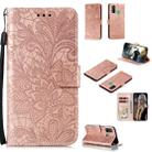 For Huawei P Smart 2020 Lace Flower Embossing Pattern Horizontal Flip Leather Case , with Holder & Card Slots & Wallet & Photo Frame & Lanyard(Rose Gold) - 1