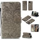 For Huawei Y5P / Honor 9S Lace Flower Embossing Pattern Horizontal Flip Leather Case , with Holder & Card Slots & Wallet & Photo Frame & Lanyard(Grey) - 1