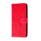 For Huawei Y6P Lace Flower Embossing Pattern Horizontal Flip Leather Case , with Holder & Card Slots & Wallet & Photo Frame & Lanyard(Red) - 2