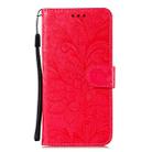 For Huawei Y6P Lace Flower Embossing Pattern Horizontal Flip Leather Case , with Holder & Card Slots & Wallet & Photo Frame & Lanyard(Red) - 7