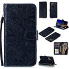 For Huawei Honor X10 Lace Flower Embossing Pattern Horizontal Flip Leather Case , with Holder & Card Slots & Wallet & Photo Frame & Lanyard(Dark Blue) - 1