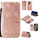 For Huawei Honor X10 Lace Flower Embossing Pattern Horizontal Flip Leather Case , with Holder & Card Slots & Wallet & Photo Frame & Lanyard(Rose Gold) - 1