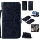 For Samsung Galaxy A21s Lace Flower Embossing Pattern Horizontal Flip Leather Case , with Holder & Card Slots & Wallet & Photo Frame & Lanyard(Dark Blue) - 1