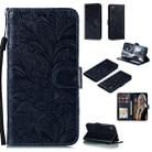 For Sony Xperia L4 Lace Flower Embossing Pattern Horizontal Flip Leather Case , with Holder & Card Slots & Wallet & Photo Frame & Lanyard(Dark Blue) - 1