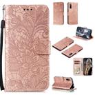 For Sony Xperia L4 Lace Flower Embossing Pattern Horizontal Flip Leather Case , with Holder & Card Slots & Wallet & Photo Frame & Lanyard(Rose Gold) - 1