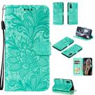 For Sony Xperia L4 Lace Flower Embossing Pattern Horizontal Flip Leather Case , with Holder & Card Slots & Wallet & Photo Frame & Lanyard(Green) - 1
