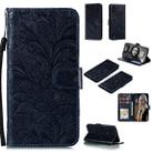 For Motorola Moto G8 Power Lite Lace Flower Embossing Pattern Horizontal Flip Leather Case , with Holder & Card Slots & Wallet & Photo Frame & Lanyard(Dark Blue) - 1