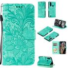 For Motorola Moto G8 Power Lite Lace Flower Embossing Pattern Horizontal Flip Leather Case , with Holder & Card Slots & Wallet & Photo Frame & Lanyard(Green) - 1