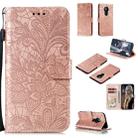 For Nokia 5.3 Lace Flower Embossing Pattern Horizontal Flip Leather Case , with Holder & Card Slots & Wallet & Photo Frame & Lanyard(Rose Gold) - 1