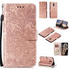 For Nokia 2.3 Lace Flower Embossing Pattern Horizontal Flip Leather Case , with Holder & Card Slots & Wallet & Photo Frame & Lanyard(Rose Gold) - 1