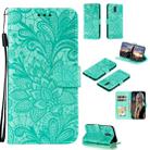 For Nokia 2.3 Lace Flower Embossing Pattern Horizontal Flip Leather Case , with Holder & Card Slots & Wallet & Photo Frame & Lanyard(Green) - 1