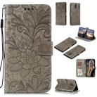 For Nokia 2.3 Lace Flower Embossing Pattern Horizontal Flip Leather Case , with Holder & Card Slots & Wallet & Photo Frame & Lanyard(Grey) - 1