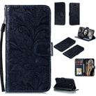 For Nokia 1.3 Lace Flower Embossing Pattern Horizontal Flip Leather Case , with Holder & Card Slots & Wallet & Photo Frame & Lanyard(Dark Blue) - 1