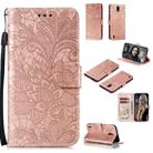 For Nokia 1.3 Lace Flower Embossing Pattern Horizontal Flip Leather Case , with Holder & Card Slots & Wallet & Photo Frame & Lanyard(Rose Gold) - 1