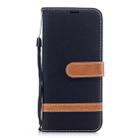 Color Matching Denim Texture Leather Case for Galaxy A8 / A530, with Holder & Card Slots & Wallet & Lanyard(Black) - 1