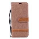 Color Matching Denim Texture Leather Case for Galaxy A8 / A530, with Holder & Card Slots & Wallet & Lanyard(Brown) - 1