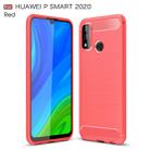 For Huawei P smart 2020 Brushed Texture Carbon Fiber TPU Case(Red) - 1