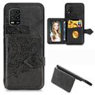 For Xiaomi 10 Lite 5G Mandala Embossed Magnetic Cloth PU + TPU + PC Case with Holder & Card Slots & Wallet & Photo Frame & Strap(Black) - 1