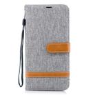Color Matching Denim Texture Leather Case for Galaxy A8+, with Holder & Card Slots & Wallet & Lanyard(Gray) - 1